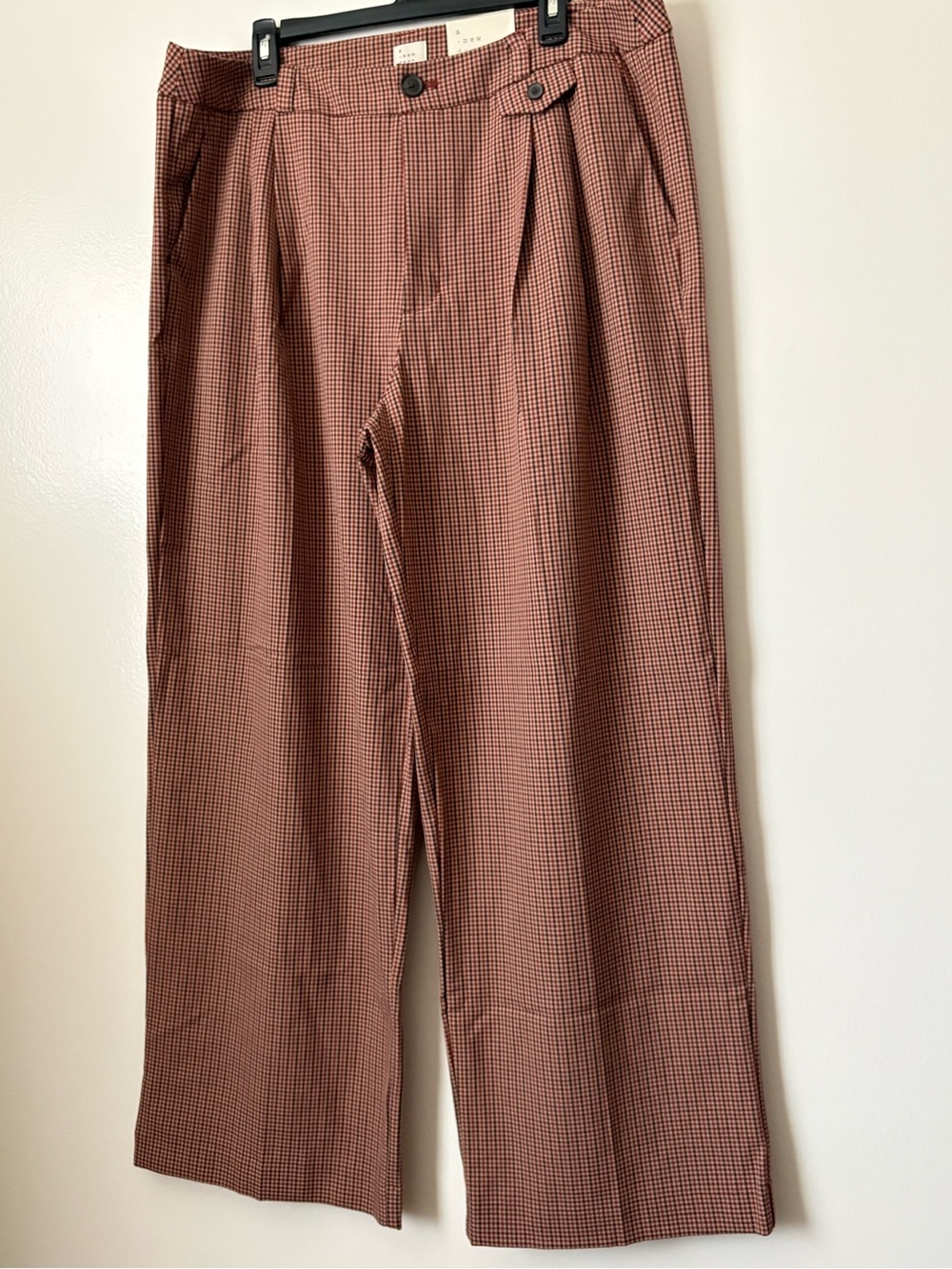 a new day Rust Brown Micro-Check Wide-Leg Trousers